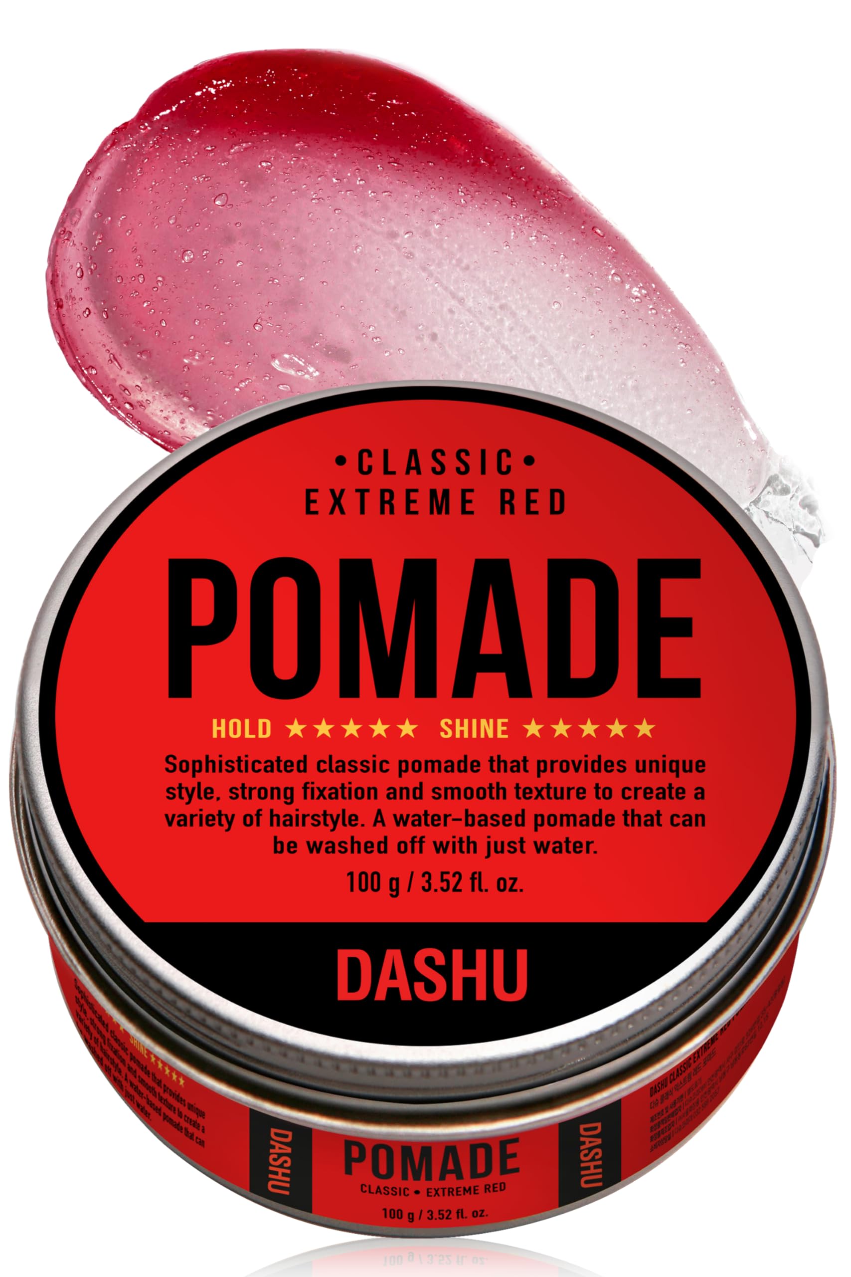 DASHU Classic Extreme Red Pomade 3.5oz - Strong Hold & High Shine for Hairstyling