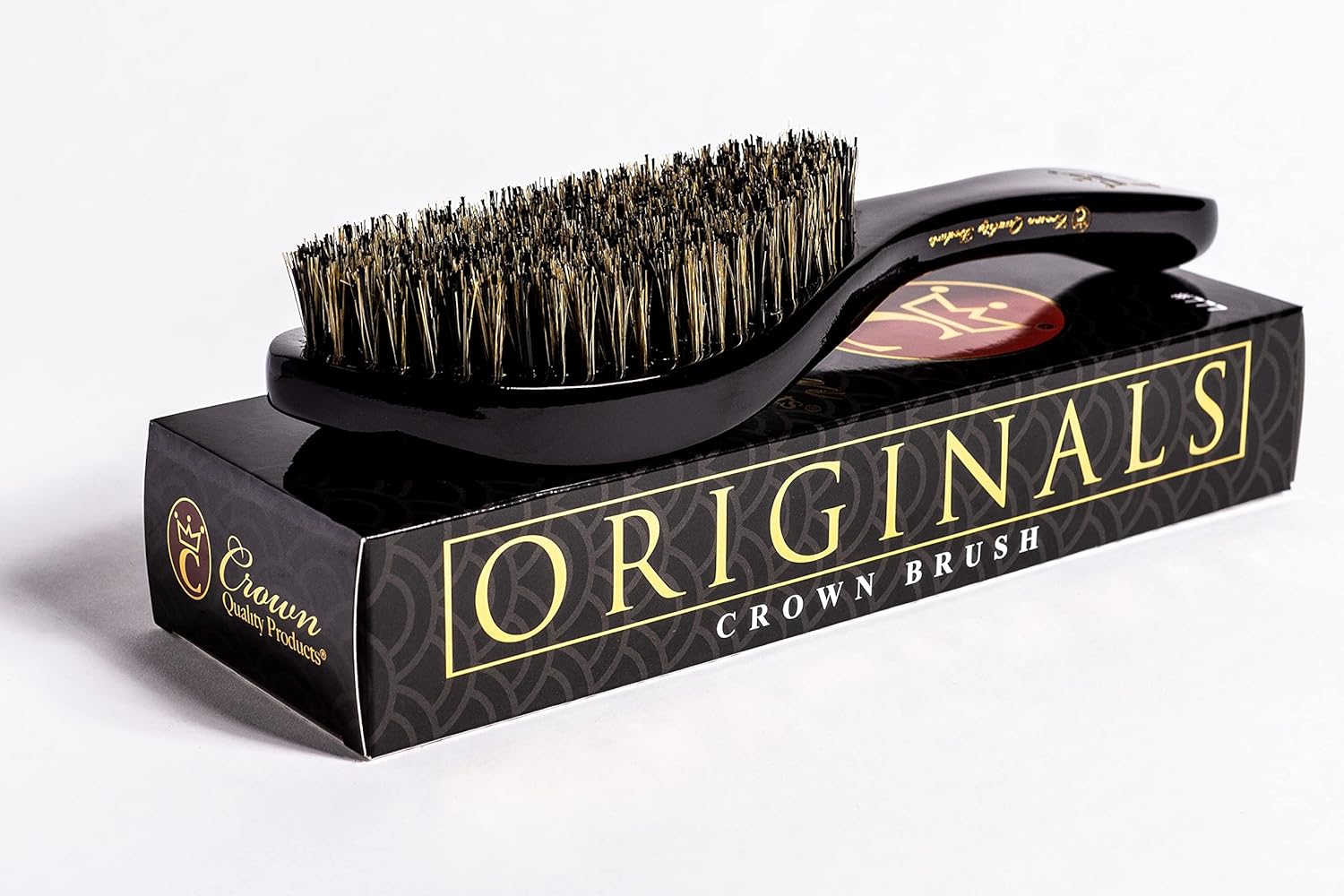 Crown Quality Products Original Contour 360 Wave Brush - MEDIUM (Onyx Black) Hairbrush