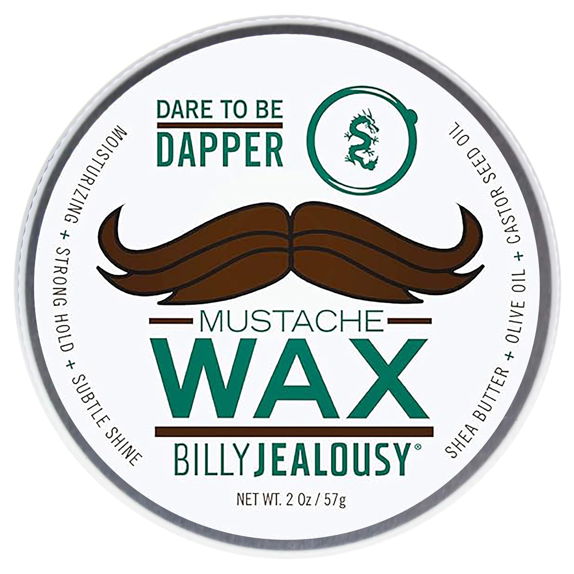 BILLY JEALOUSY Bulletproof Strong Hold Mustache Wax, Conditioning Travel-Friendly Styling Product with Woodsy Lavender, Tropical Fruit, and Oak Moss Scent, 2 Oz