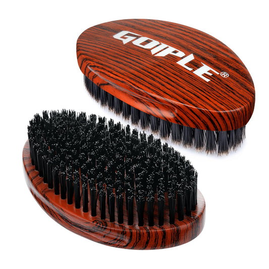 360 Curved Wave Brush For Men & Beard - Hard Palm Wave Hair Brushes Wave Styler Great for Wolfing - 360 Wolfin Pro Nylon Hard Bristle Brush for Barbers & Daily Use Idea for Black Hair (Red)
