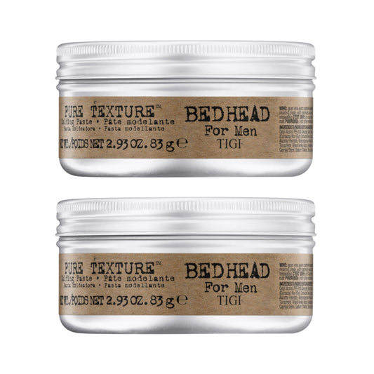 TIGI Bed Head for Men Pure Texture Hair Molding Paste - Use for Texture & Separation - Versatile Cream-to-Paste Fusion - For Men's Hairstyles - Use on Damp & Dry Hair - 2.93 oz (2 Pack)