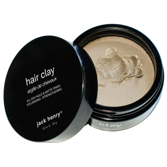 Jack Henry Premium Hair Clay for Men - Matte Finish, All Day Hold, Low Shine, Hair Styling Clay for All Hair Types - Natural, Organic Award Winning Formula - Natural Scent (1.6 oz)