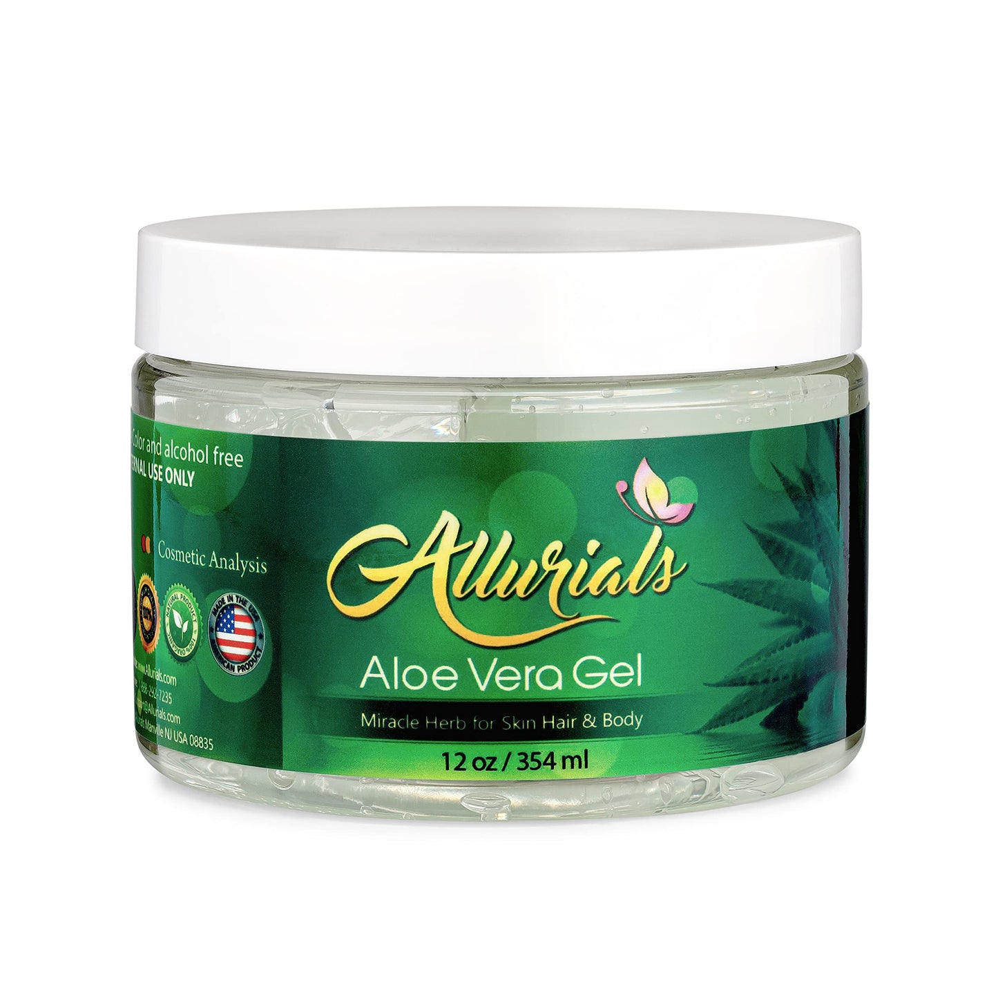 100% Pure & Organic Aloe Vera Gel, Clinically tested & DERMAtologist approved, Hydrates & Heals Dry & Damaged Skin & Hair- 12 Oz