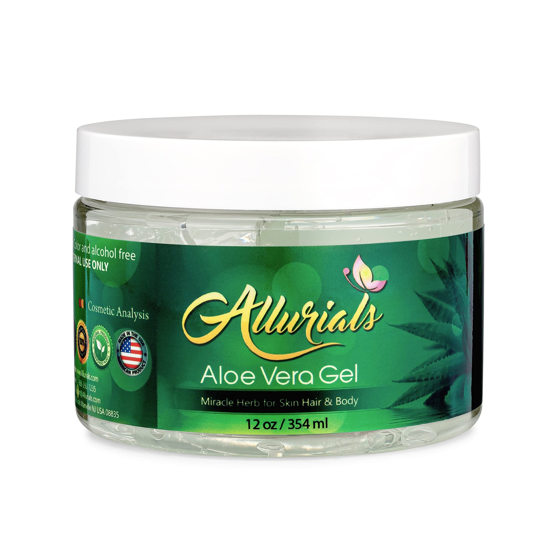 100% Pure & Organic Aloe Vera Gel, Clinically tested & DERMAtologist approved, Hydrates & Heals Dry & Damaged Skin & Hair- 12 Oz