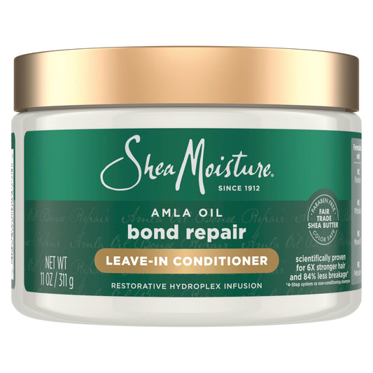 SheaMoisture Bond Repair Leave-In Conditioner AmlaOil Protects Against Damage & Strengthens Hair Bonds with Hydroplex Technology & AmlaOil For Less Breakage with Restorative HydroPlex Infusion 11fl oz