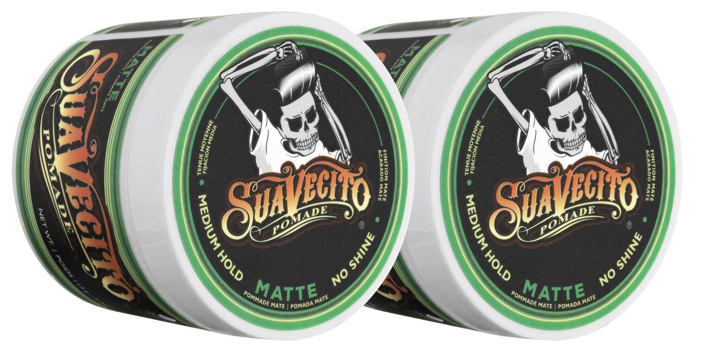 SUAVECITO Pomade Matte (No Shine) Formula 4 oz, 2 Pack - Medium Hold Hair Pomade For Men - Matte Hair Paste For Natural Texture Hairstyles