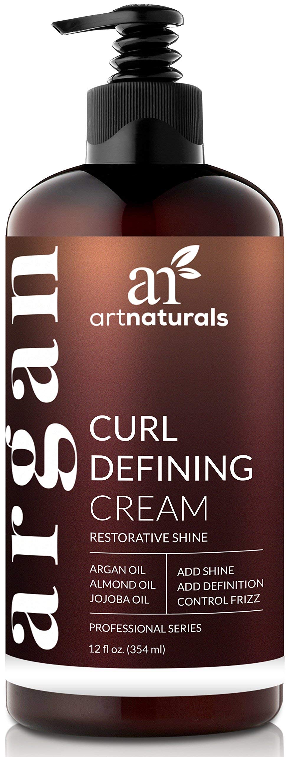 ARTNATURALS Curl Defining Cream-Moisturizer & Enhancer w/Almond, Jojoba & Argan Oil & Natural Frizz Control - for Wavy & Curly Hair Products - Sulfate Free - 12 Oz for Women and Men