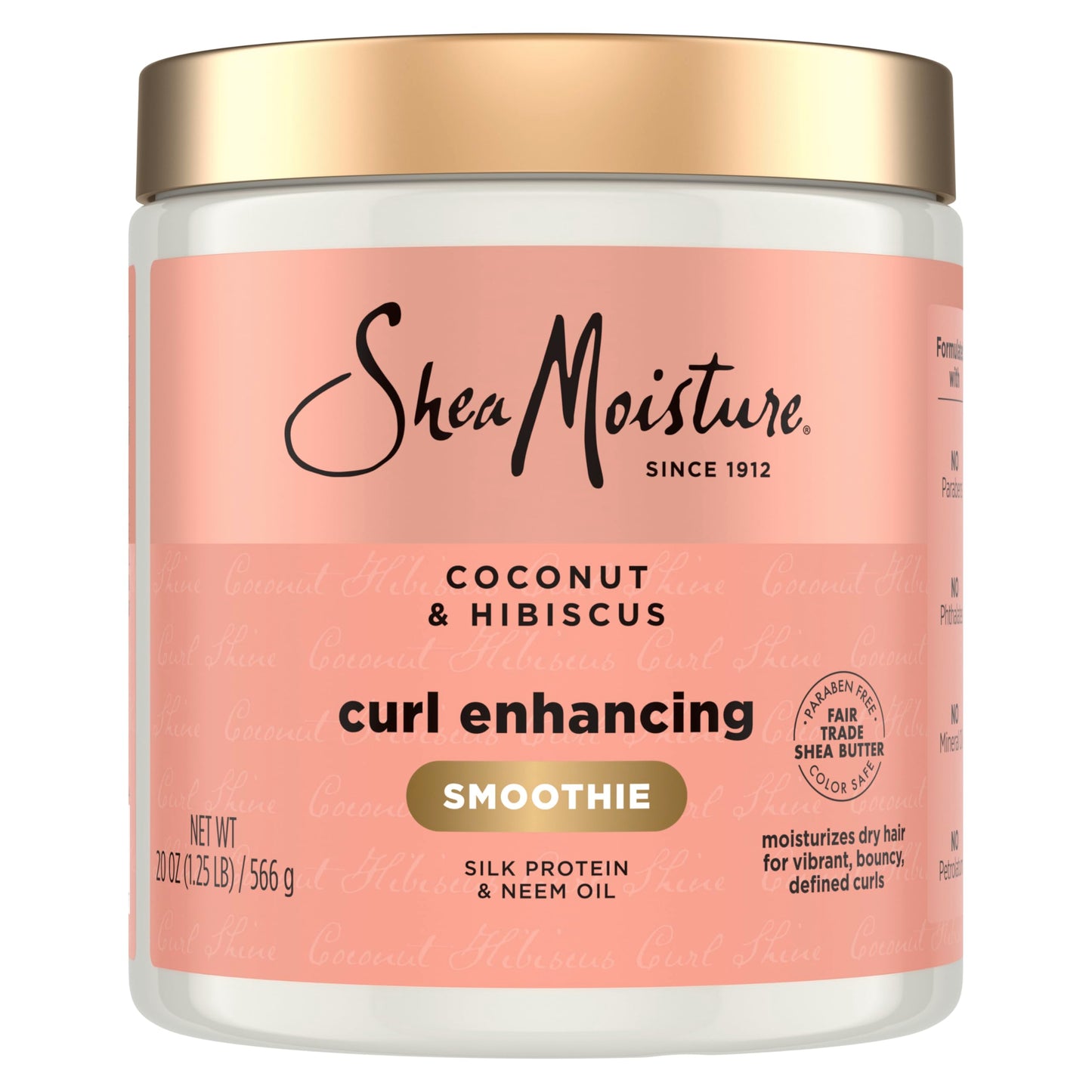 SheaMoisture Curl Enhancing Smoothie Hair Cream Coconut and Hibiscus for Thick, Curly Hair Sulfate Free and Paraben Free Curl Cream 20 oz