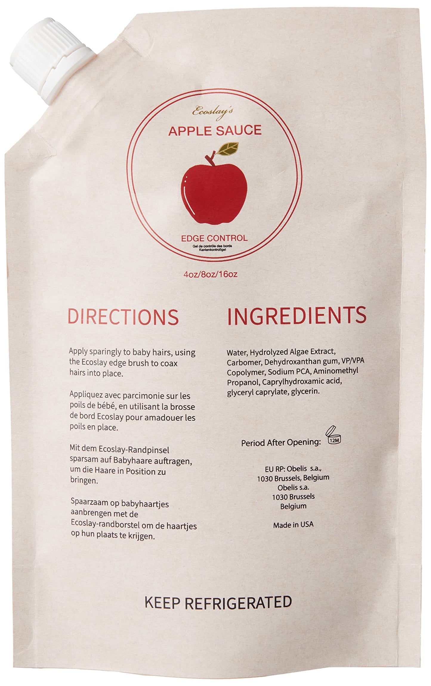 Ecoslay Apple Sauce Edge Control, Multi-purpose styling gel, No flaking or caking, Firm hold, 8oz