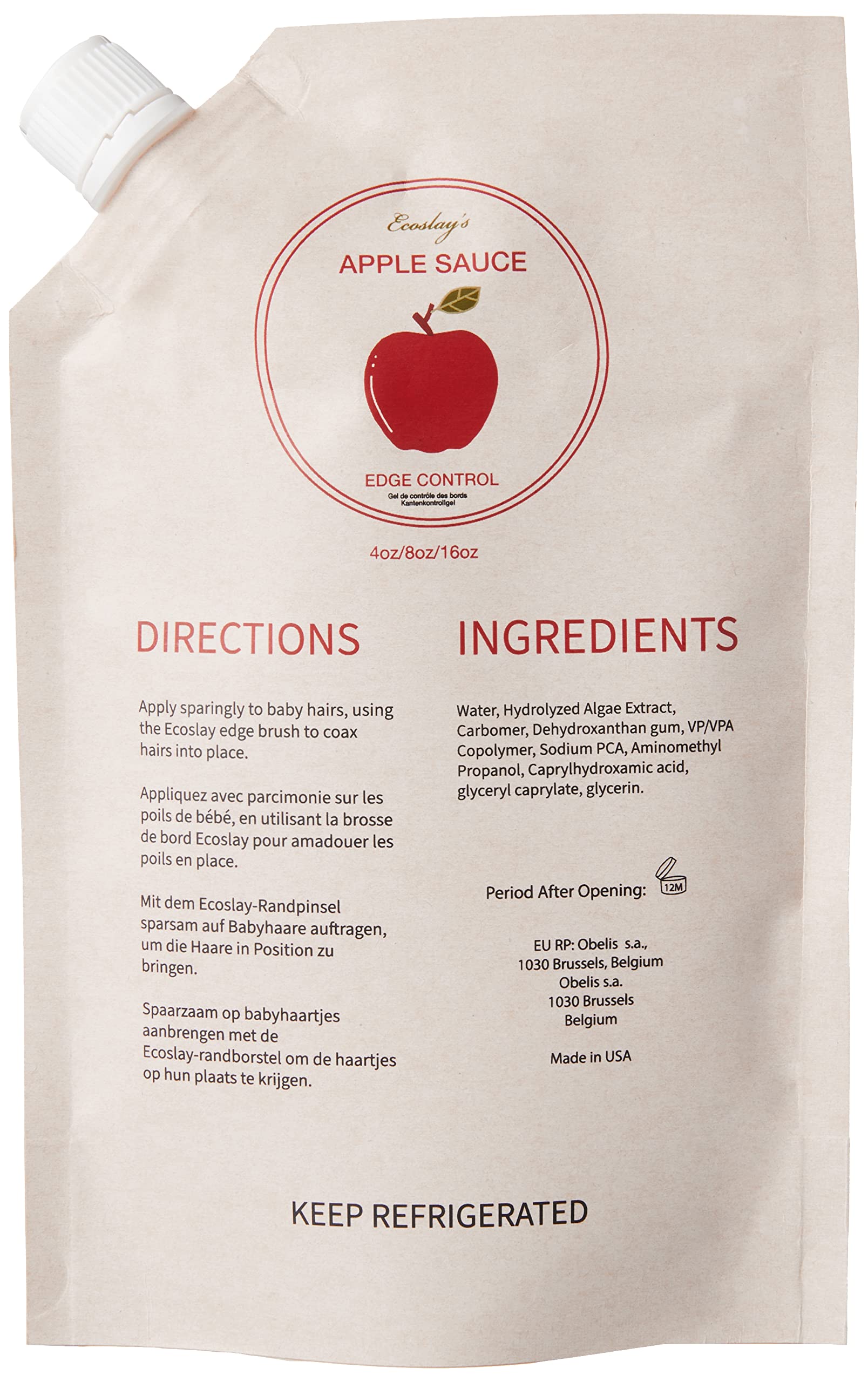 Ecoslay Apple Sauce Edge Control, Multi-purpose styling gel, No flaking or caking, Firm hold, 8oz