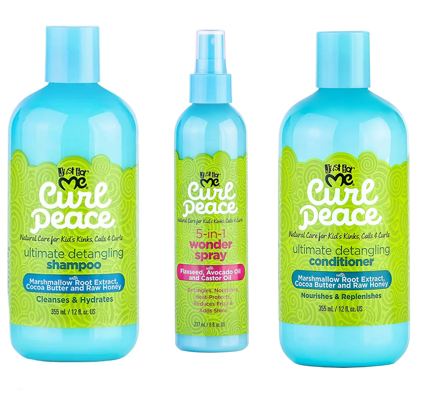 Just For Me Kids Curl Peace Hair Products Combo (SHAMPOO, CONDITIONER & WONDER SPRAY)