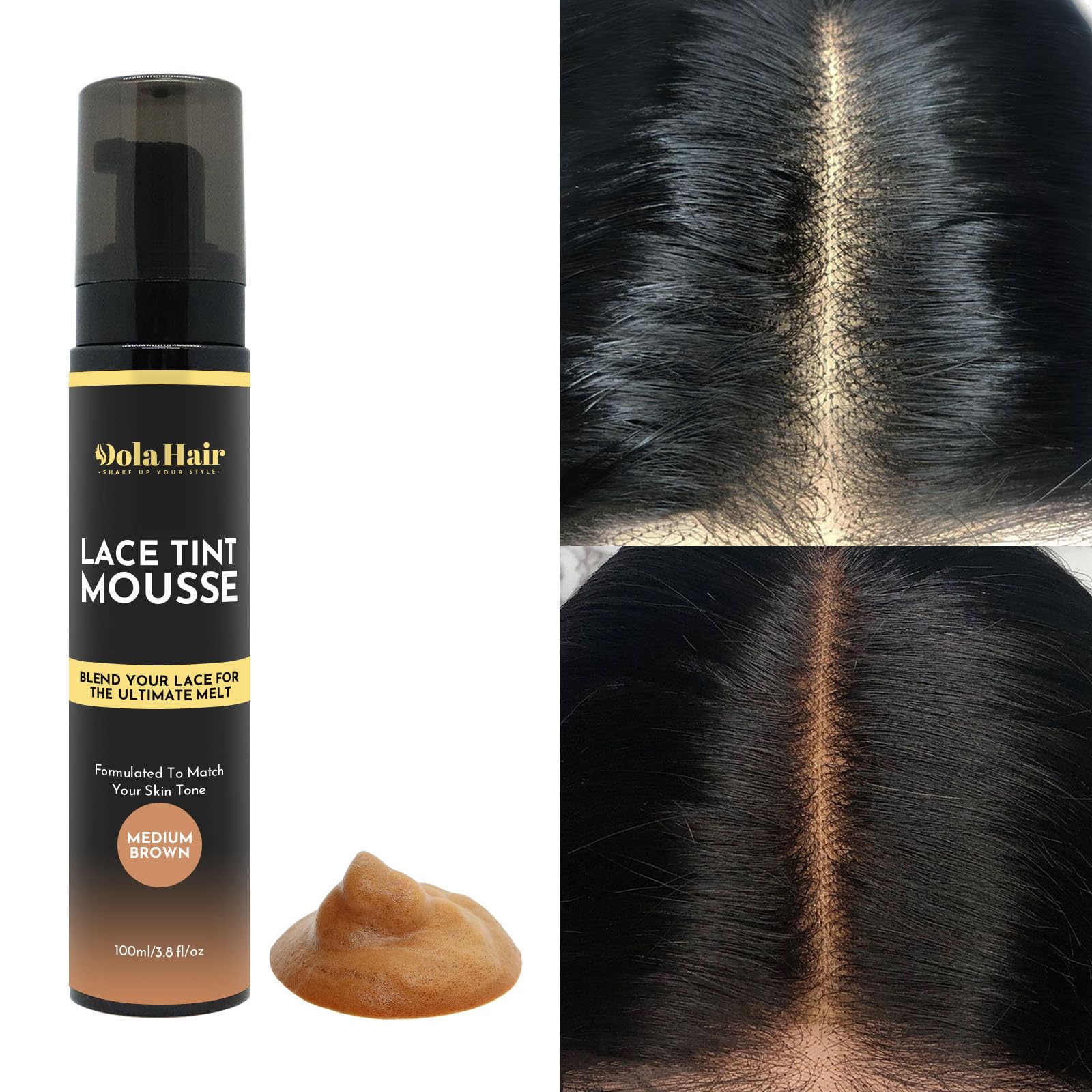 Dolahair Melt Lace Tint Mousse and Spray for Medium Brown Wigs, Foam for Lace Frontal Wigs
