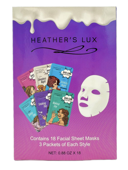 18 Pack Facial Sheet Mask, Face Sheet Mask for Hydrating, Moisturizing, Nourishing and Anti-Aging, Bad Girl Korean Style Skincare (18 Pack)