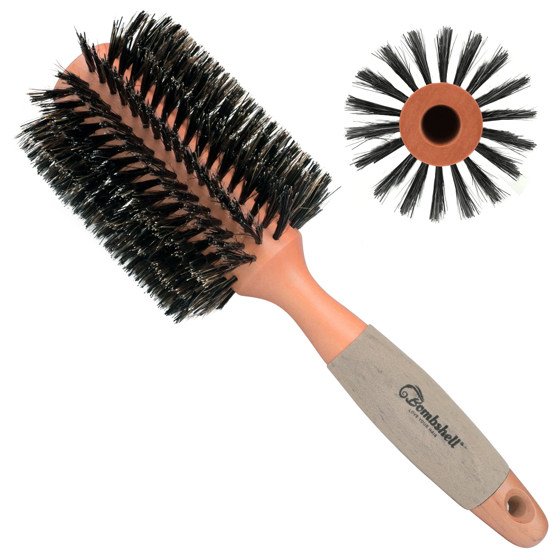 Bombshell Boar Bristle Round Brush — Sustainable Styling Brush with Natural Wood Handle for Blow Outs and Curling