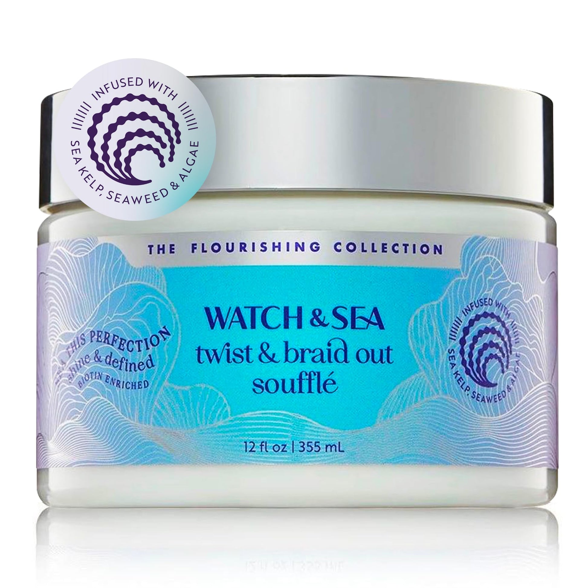 Watch & Sea Twist & Braid Out SoufflŽ - Nourishing Ingredients with Seaweed and Sea Kelp - Twist and Braid Cream for All Hair Types - 12 oz