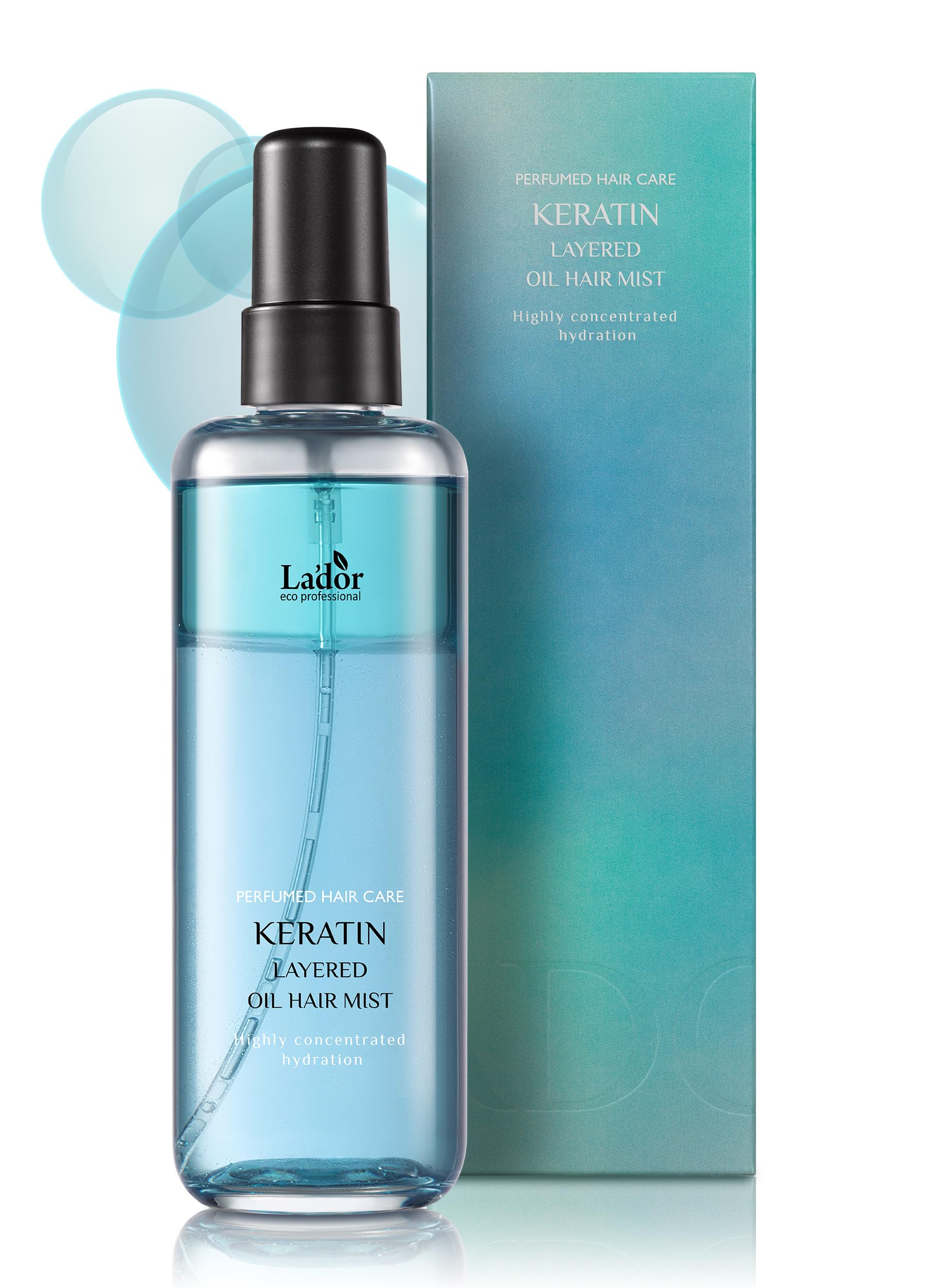 LA'DOR Keratin Hydrating Anti-Frizz Oil Water Perfume Heat Protectant Hair Mist - Leave-In Treatment Spray for Dry Damaged Hair Korean Haircare LADOR 4.4 Fl Oz