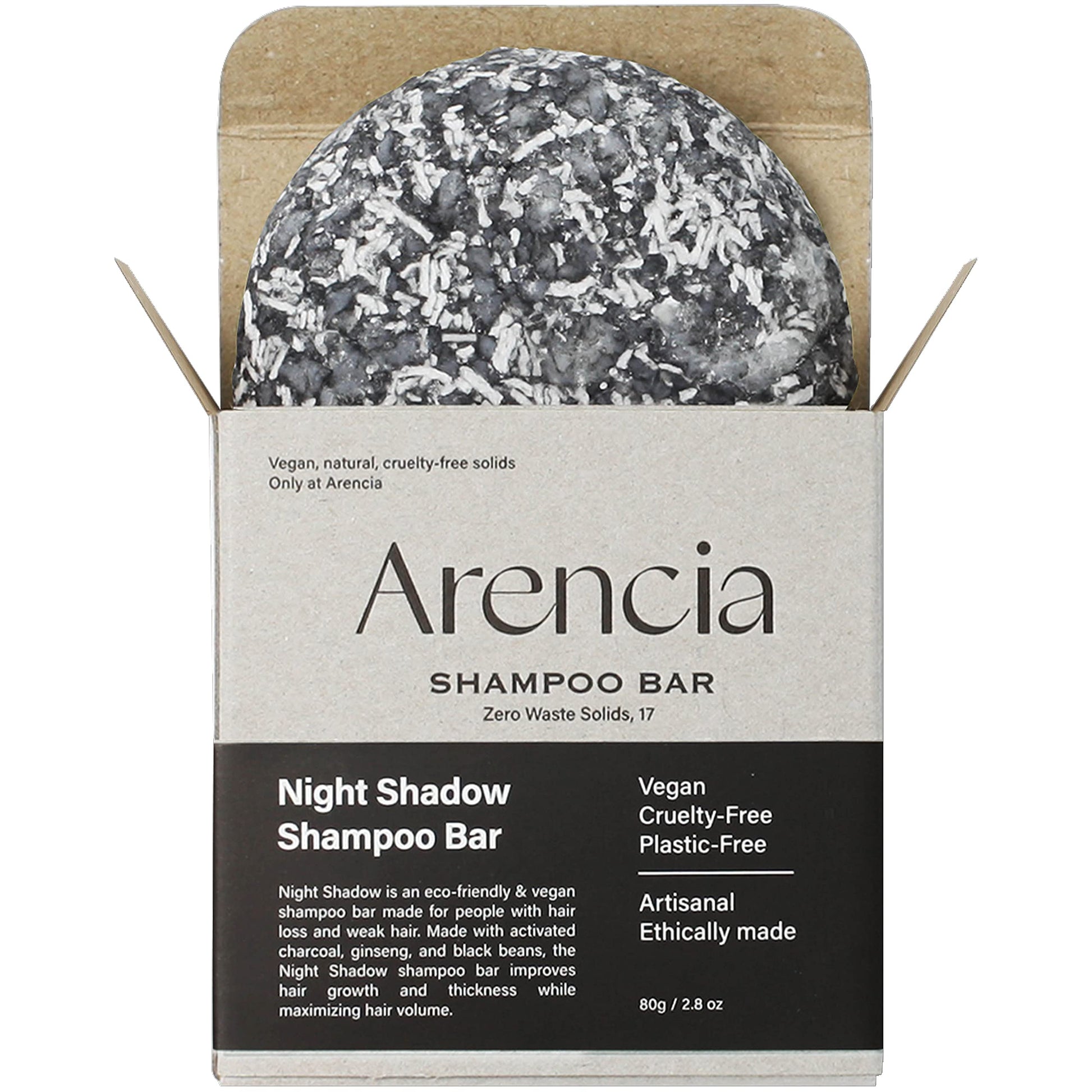 Night Shadow Biotin Shampoo Bar for Regrowth & Hair loss, Darkening, Gray Hair | Strengthening & Volumizing | Normal to Oily Hair | Vegan, Natural, pH balanced, Sulfate free