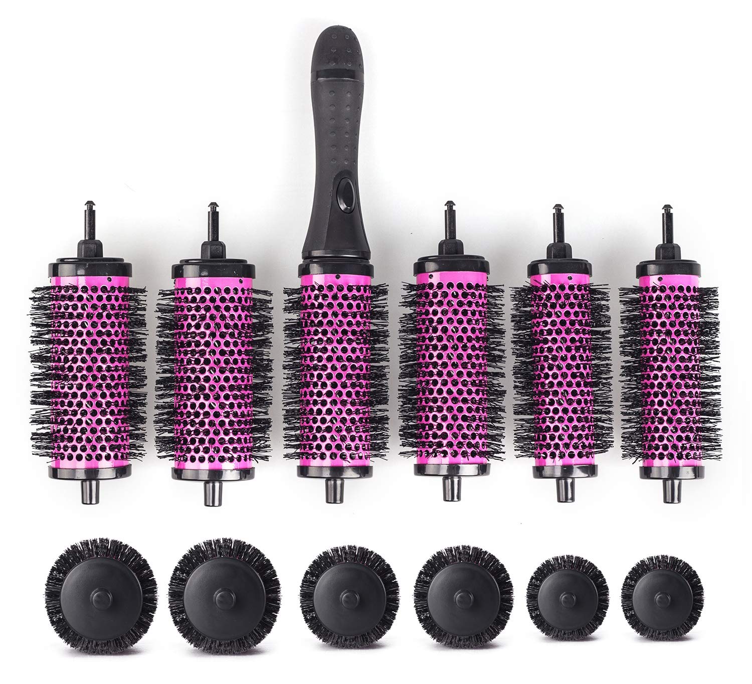 XC Global Round Hair Brush Set : with Detachable Barrels Styling Tool, Round Hair Brush for Blow Drying with 6 Barrels 1 Handle, 3 Different Hair rollers to Create Your Hairstyle