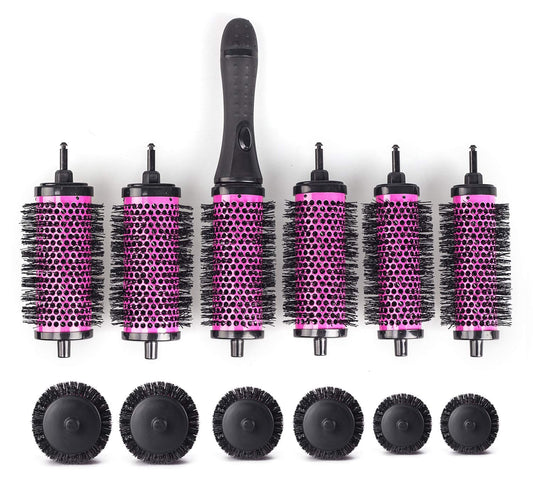 XC Global Round Hair Brush Set : with Detachable Barrels Styling Tool, Round Hair Brush for Blow Drying with 6 Barrels 1 Handle, 3 Different Hair rollers to Create Your Hairstyle