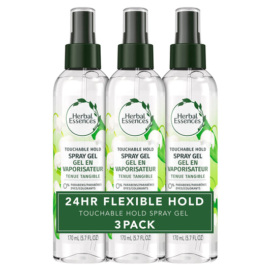 Herbal Essences Hair Spray Gel for Curly Hair, Styling Gel for Women, Touchable Hold, 5.7 Fl Oz (Pack of 3)