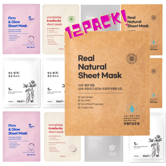 Best Collection Premium Vegan Korean Sheet Mask Set (12 Sheets) | Firming, Hydration & Glow | Clean Beauty, EWG & Vegan Certified