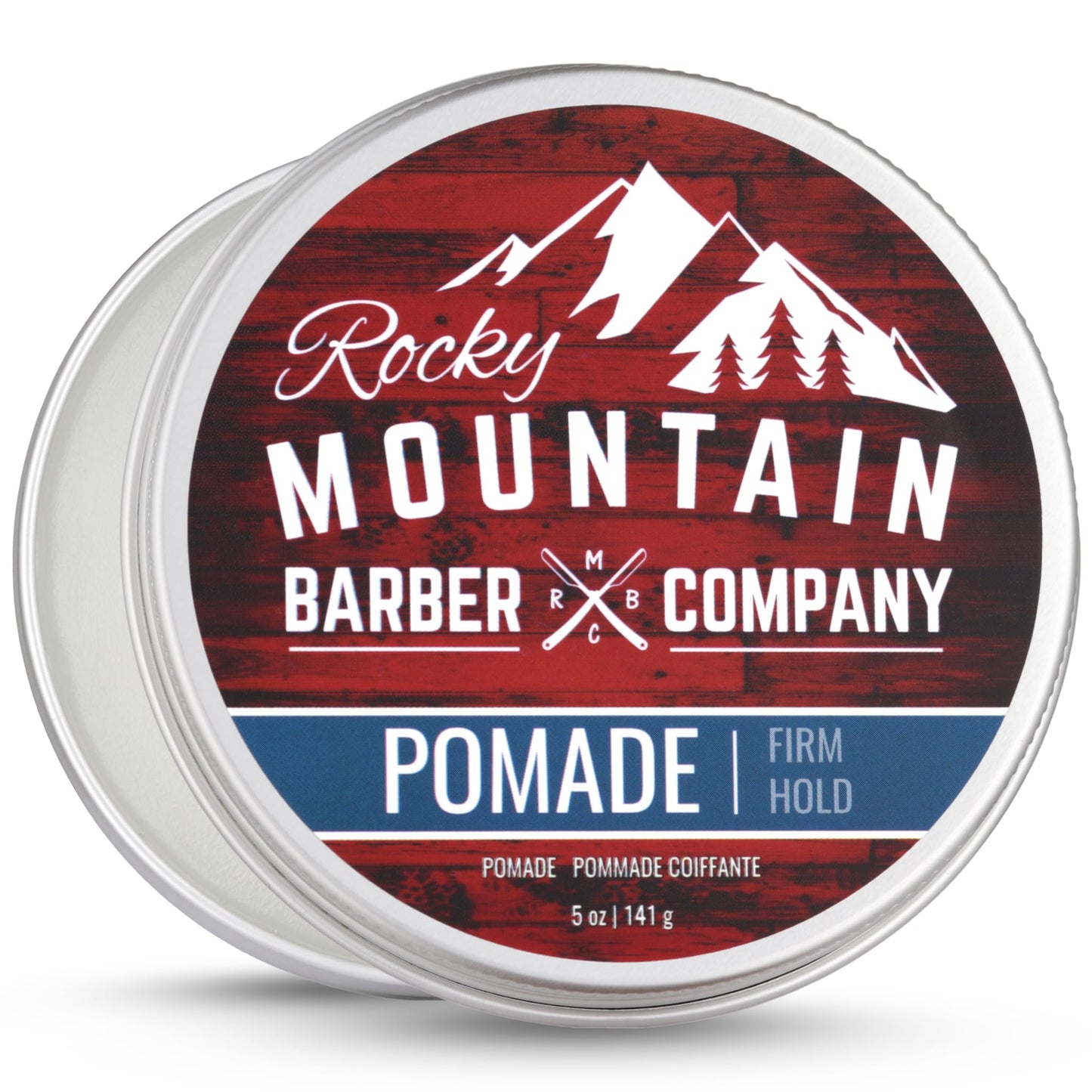 Rocky Mountain Barber Company Pomade for Men - 5 oz Tub Classic Styling Product with Strong Firm Hold for Side Part, Pompadour & Slick Back Looks High Shine & Easy to Wash Out Water Based