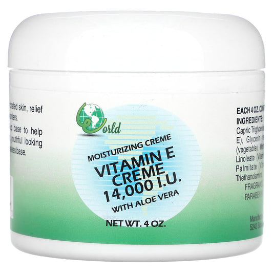 World Organic Vitamin E Cream - 14000 IU - 4 oz