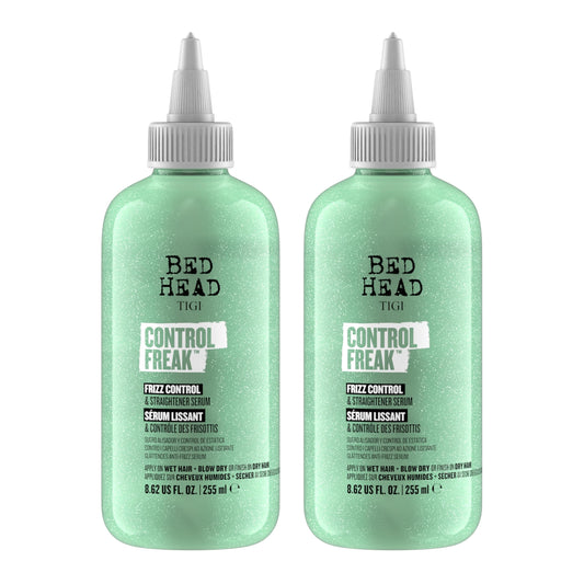 TIGI Bed Head Control Freak Frizz Control & Straightening Serum - Use for Anti-Frizz & Smoothing - For Frizzy, Curly & Coarse Hair - Use on Damp & Dry Hair - Fly Away Hair Tamer - 8.62 oz (2 Pack)