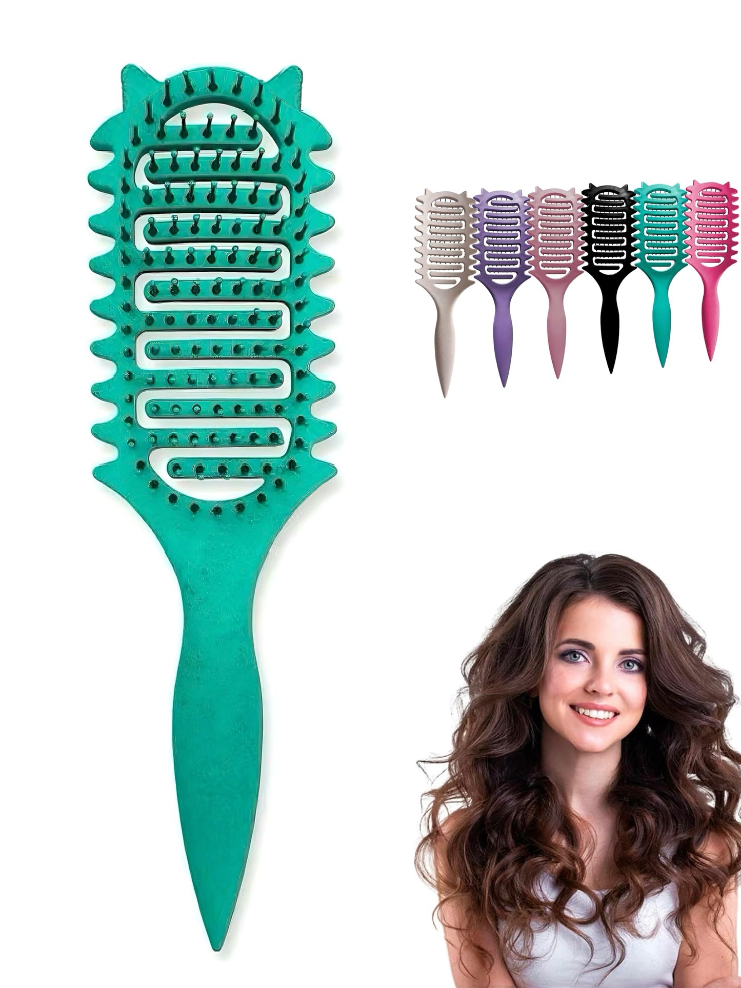 Curl Defining Brush,2025 Vented Hair Brush for Detangling Styling,Curl Brush For Curly Hair Wet,Shaping And Defining Curls For Women Less Pulling Gift For Women (Green)