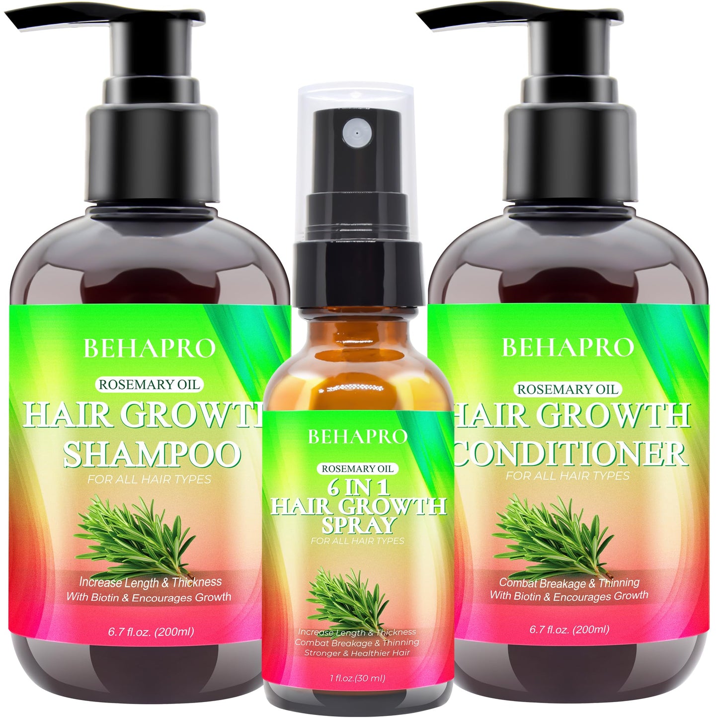 Hair Growth Shampoo and Conditioner Set w/Heat Protectant Spray,Rosemary Biotin Keratin Argan Oil Sulfate Free Routine Hair Growth Products for Thinning Hair & Hair Loss,Birthday Gifts for Women Men