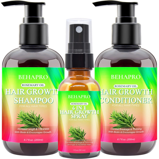 Hair Growth Shampoo and Conditioner Set w/Heat Protectant Spray,Rosemary Biotin Keratin Argan Oil Sulfate Free Routine Hair Growth Products for Thinning Hair & Hair Loss,Birthday Gifts for Women Men
