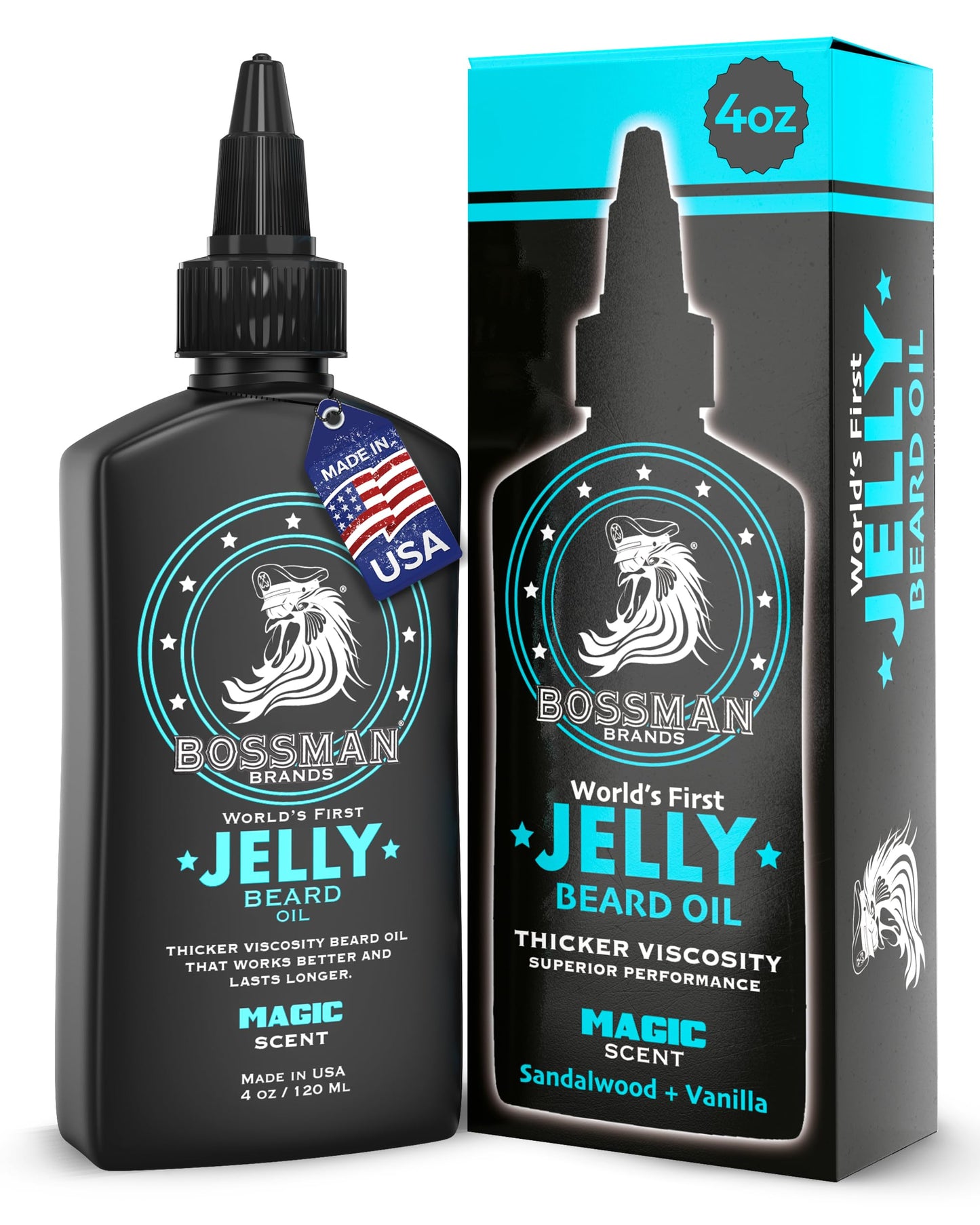 Bossman Jelly Beard Oil for Men (4 oz, Magic Scent) Softens, Moisturizes & Conditions with Natural Ingredients