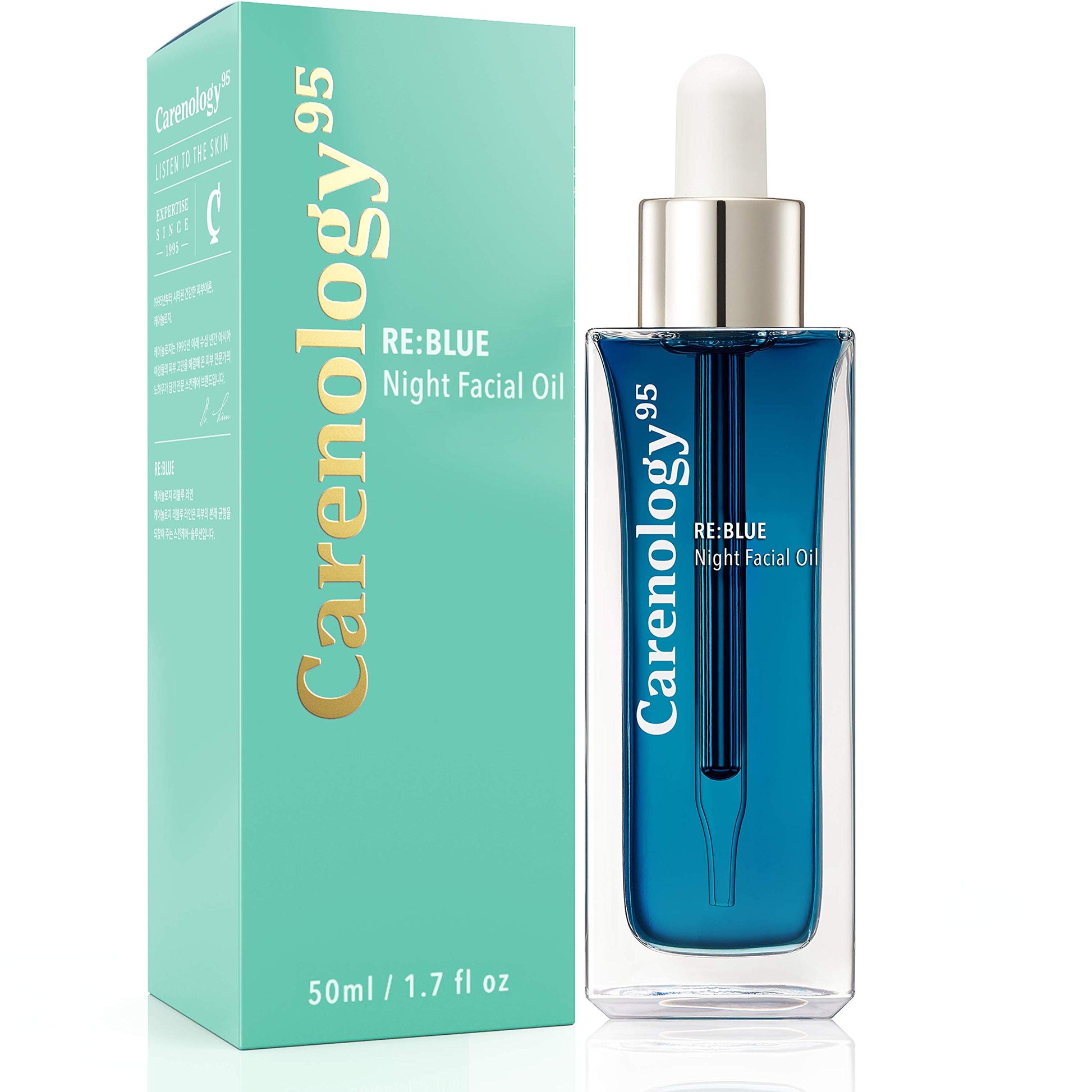 100% Pure Blue Tansy Korean Skincare Carenology Essential Facial Oil Overnight facial Repair for Acne Spot and Scar Treatment, Non-Greasy, DERMAtologist Recommended for All Skin Types