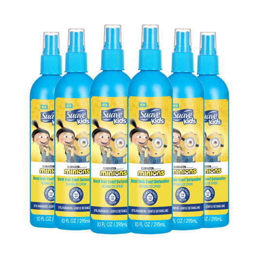 SUAVE Kids Minions Best Hair Ever! Detangler Spray, for Removing Knots and Making Kids Hair Soft, Smooth, and Shiny, 10 oz