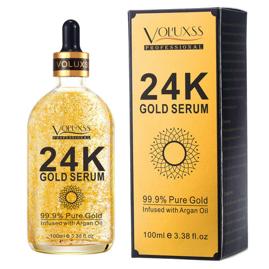 24K Gold Serum for Face,Skin Brightening Anti Aging Face Serum Moisturizer with Vitamin C,Hyaluronic Acid & Argan Oil for Dark Spots & Fine Lines,Korean Skin Care Glow Collagen Booster Serum