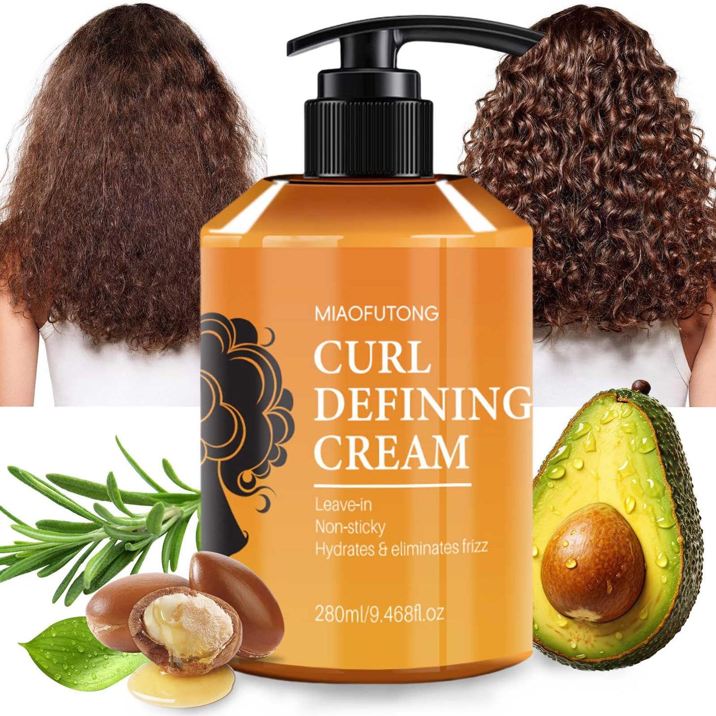 Moroccan Curl Defining Cream Hydrating Argan Oil Hair Mask Curl Cream for Enhances Wavy Hair and Curly Hair, Smoothing Curling Cream Detangles, Conditions and Reduces Frizz