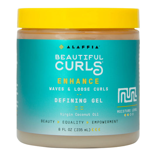 Alaffia Beautiful Curls Curl Enhance Defining Gel, Wavy to Curly Hair Products, Hair Gel to Coil, Twist and Braid, Natural with Shea Butter, Coconut Oil, Castor Oil & Aloe, 8 Fl Oz