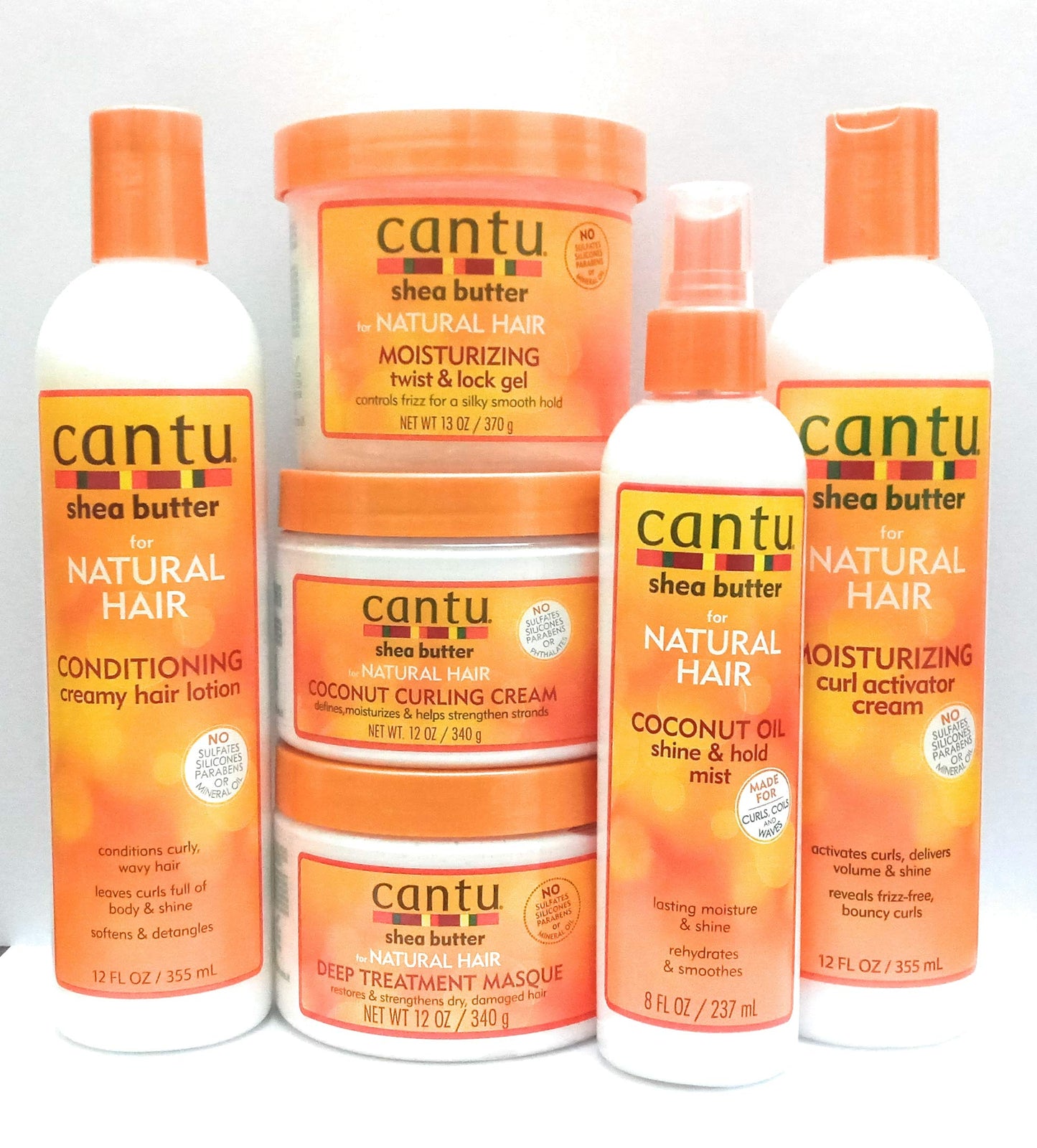 CANTU Shea Butter For Natural Hair Jumbo Combo (Hair Lotion, Curl Cream, Shine Mist, Coconut Creme, Twist Gel, Deep Treatment)