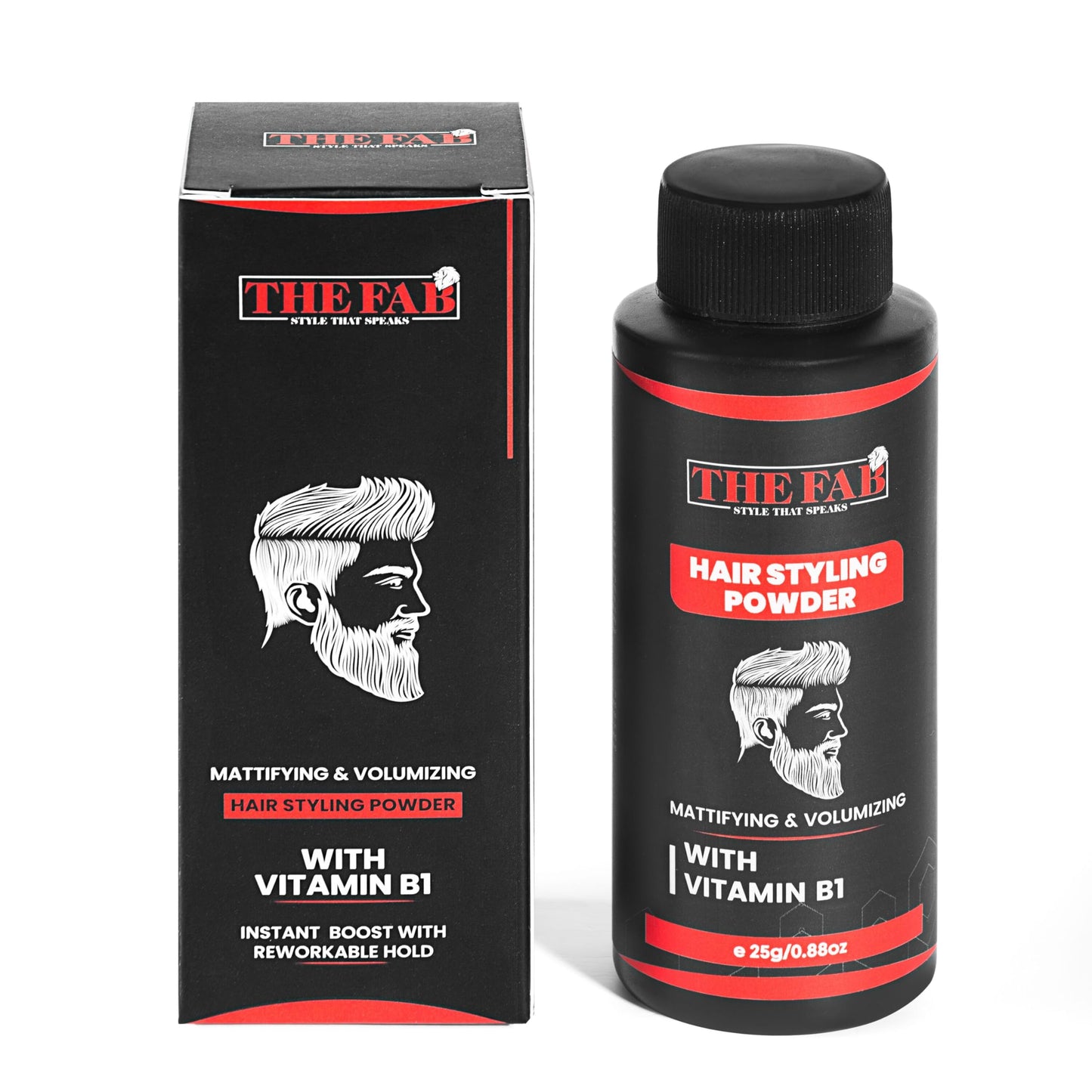 The Fab Hair Styling Powder Premium Volumizing & Texturizing Powder for Men & Women Non-Greasy, Scent-Free, Matte Finish, 25g Instantly Boosts Volume & Texture