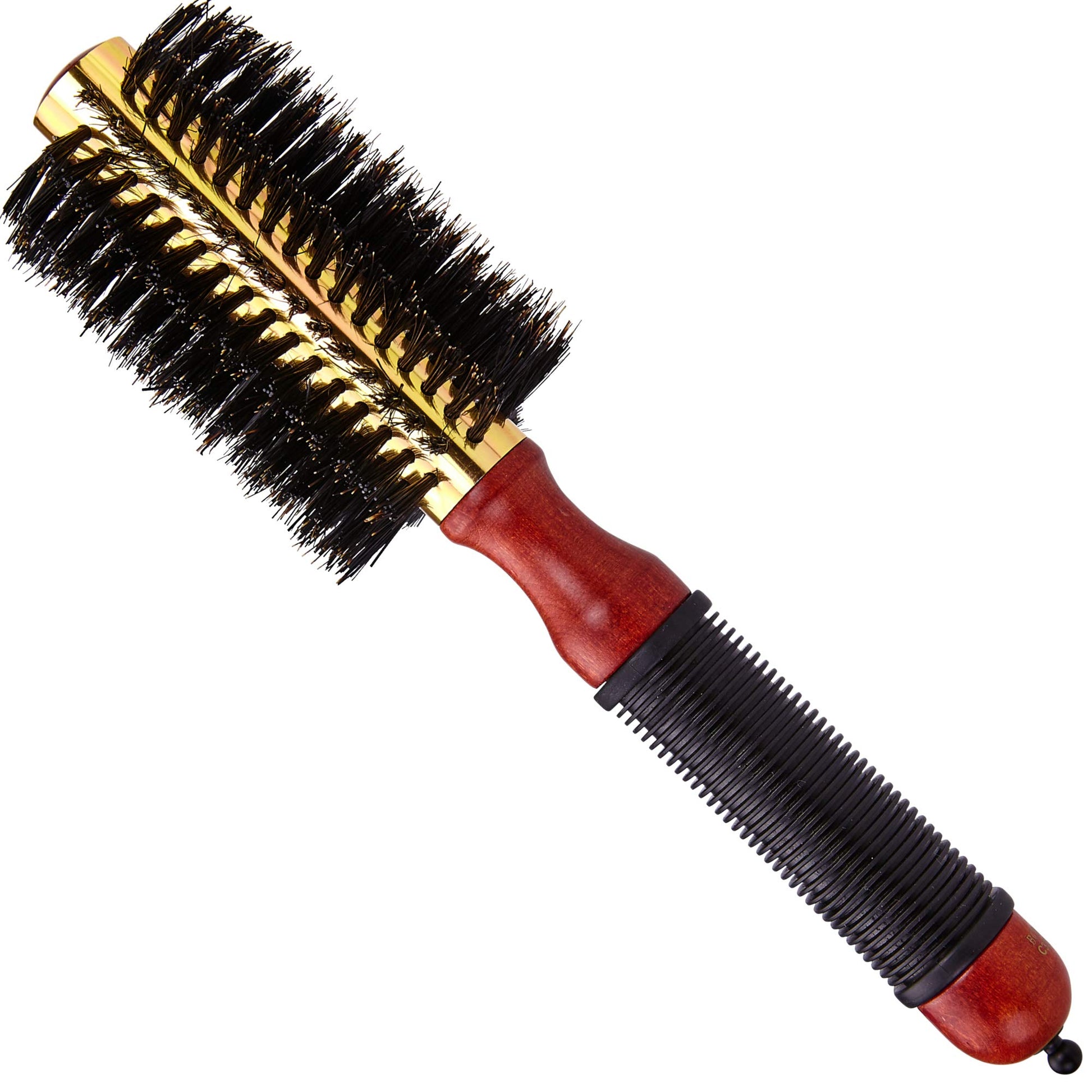 Small Round Blow Dry Brush - Boar Bristle, Thermal Metal Barrel, Professional Anti-Static Roller Hair Brush for Styling and Blow Drying - Bonus Sectioning Pick - 12 Row, 2.5” - By Cantor