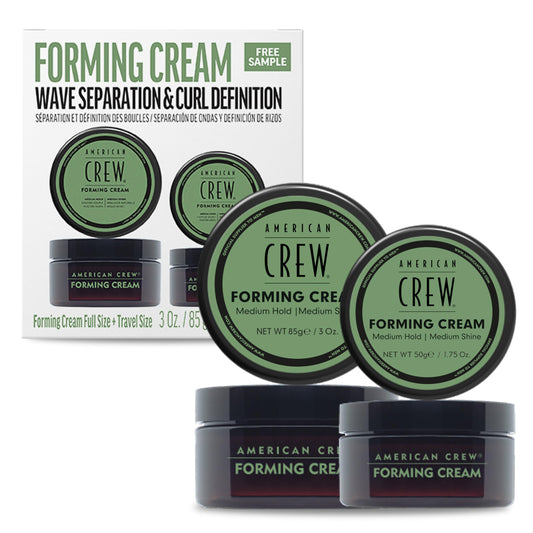 AMERICAN CREW Men's Hair Forming Cream, Like Hair Gel with Medium Hold & Medium Shine, Travel Size, Duo Gift Set