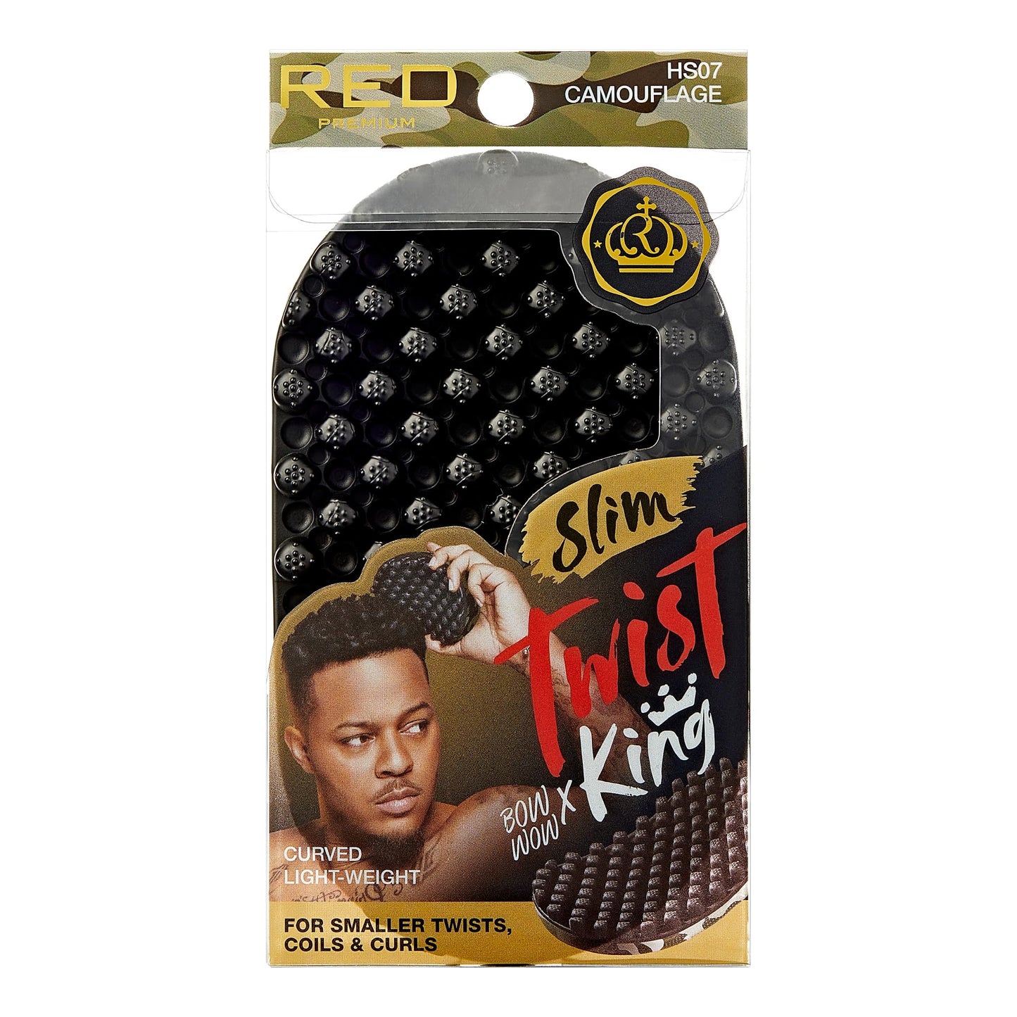 Red by Kiss Bow Wow X Twist King Luxury Twist Styler Washable and Durable Twist Brush for Afro Curl- Slim and Dense (Camouflage)