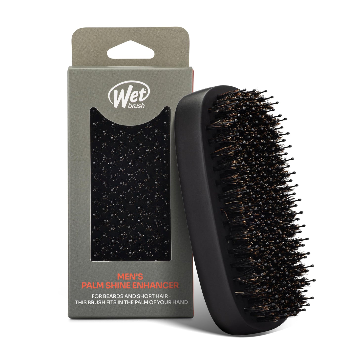 Wet Brush Shine Enhancer Hair Brush with IntelliFlex Bristles, Short Hair & Palm Beard Detangler for Men, Detangling Boar Bristles, Soft & Shiny Strands, For Easy Styling, Black