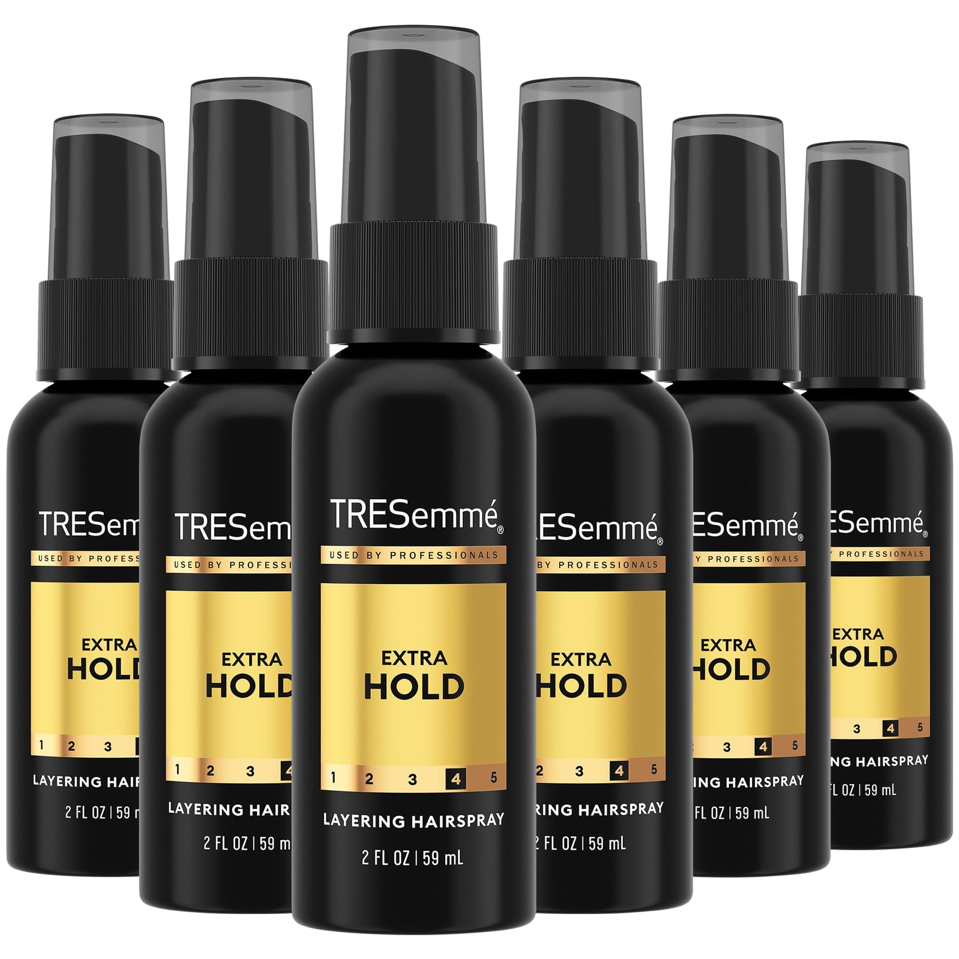 TRESEMME Travel Hairspray, Extra Hold, 6-Pack Non-Aerosol Hair Spray for Layering, Anti-Humidity, Anti-Frizz Hair Products, 2 Oz Ea