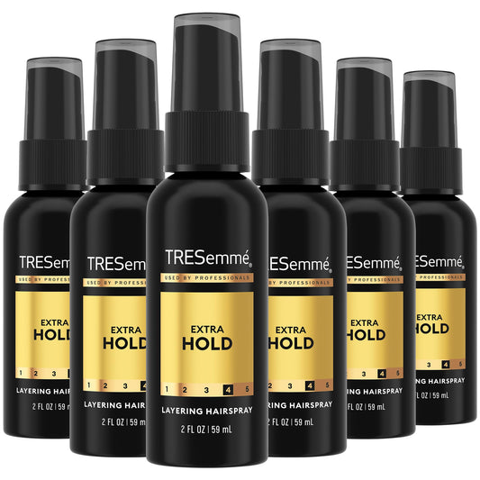 TRESEMME Travel Hairspray, Extra Hold, 6-Pack Non-Aerosol Hair Spray for Layering, Anti-Humidity, Anti-Frizz Hair Products, 2 Oz Ea