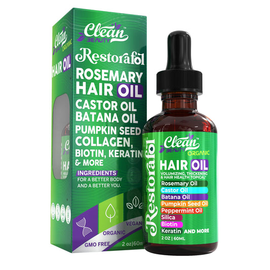 Rosemary Hair Oil For Growth with Castor Oil Batana Oil Pumpkin Seed Oil Peppermint Oil Silica Biotin Collagen Keratin Saw Palmetto Horsetail Tea Tree Vit E Aloe Vera Jojoba (1 Pack)