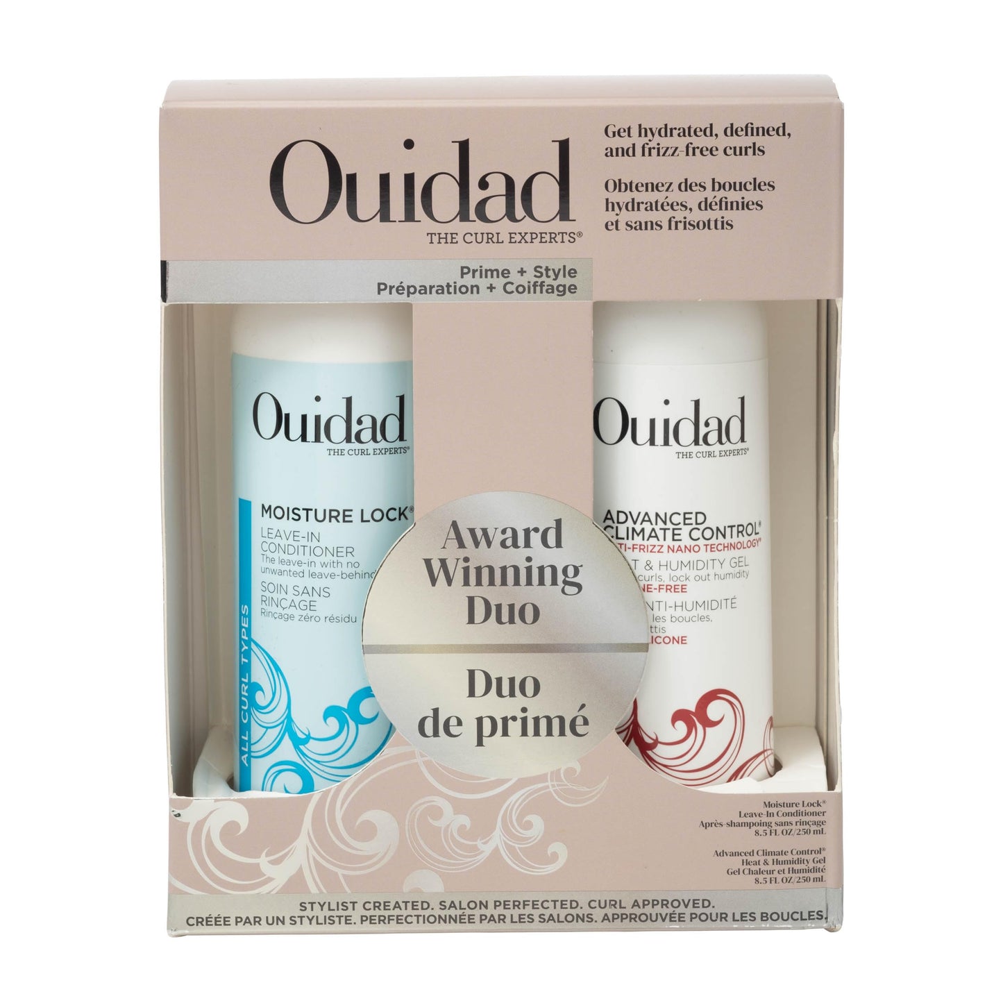 OUIDAD Advanced Climate Control Heat & Humidity Styling Kit, Anti Frizz Curly Hair Products to Lock in Moisture & Block Humidity, Flexible, Long-Lasting Hold, No Parabens & Sulfates
