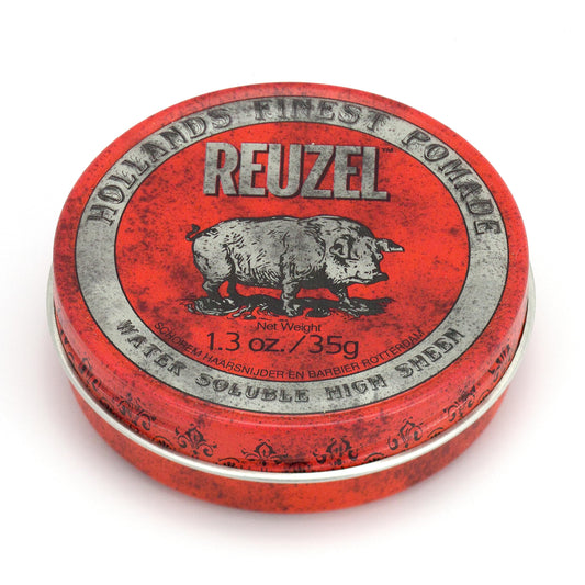 REUZEL Red Pomade, Medium All Day Hold, Water Soluble Styling, High Shine and Flake Free, Easy To Wash Out, For All Hairstyles