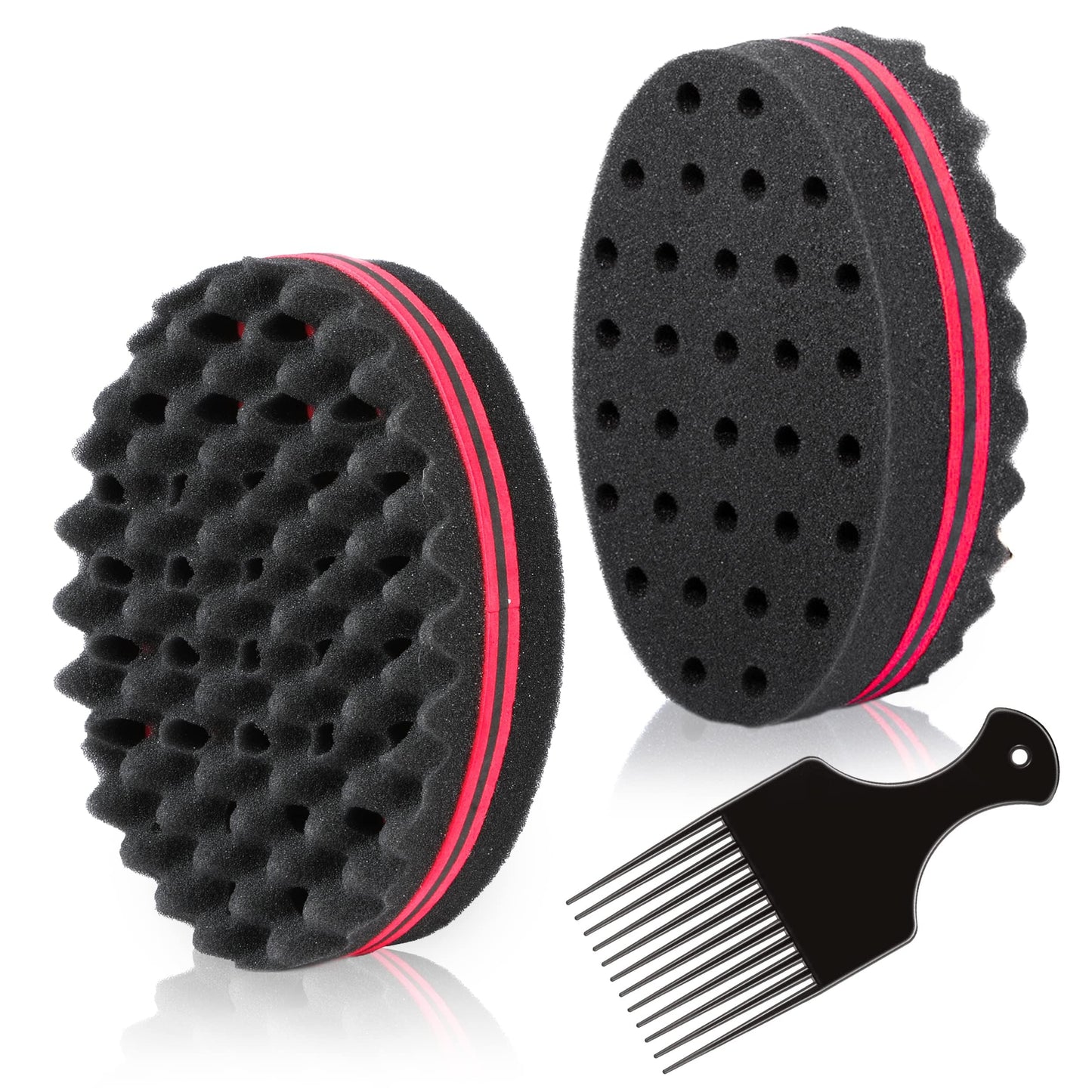 Magic Twist Hair Sponge, Barber Hair Brush Sponge, Styling Tool For Afro Curl, Coils, Dreadlocks (2 PACK)