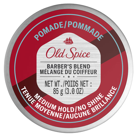 OLD SPICE Hair Styling Pomade for Men, Medium Hold/No Shine, Barber's Blend Infused with Aloe, 3 Ounce